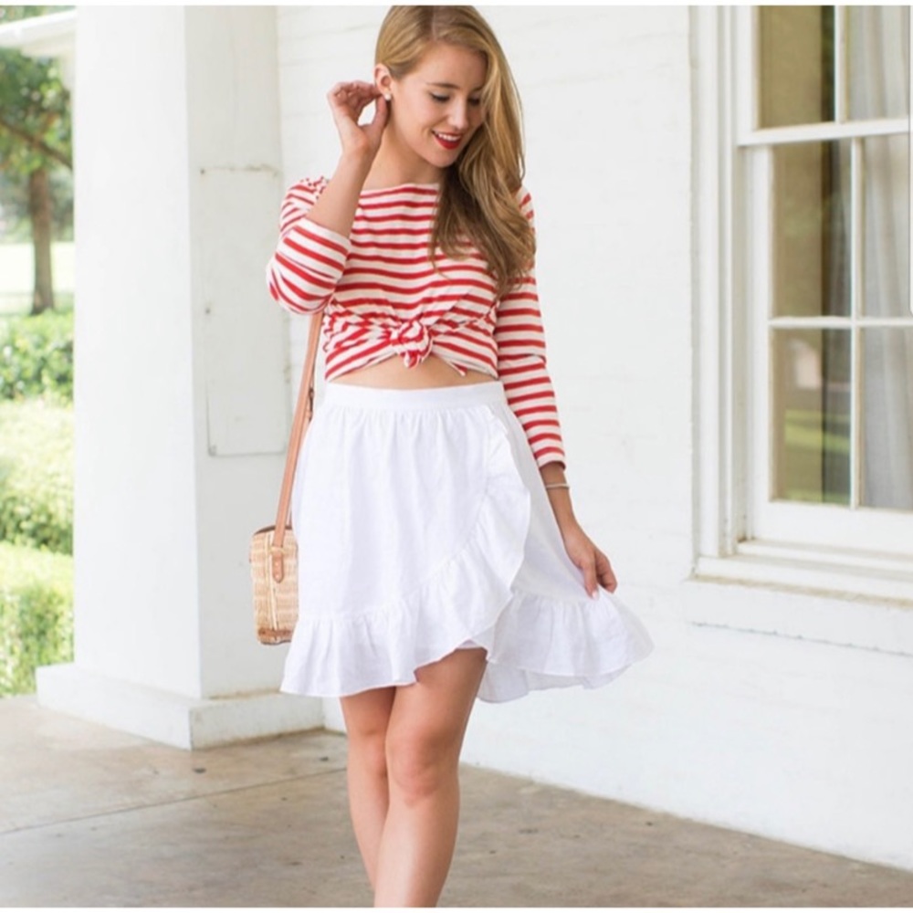 J. Crew Linen Ruffle Skirt-12 - Picture 1 of 4